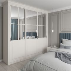 Шкаф-купе 2450 серии NEW CLASSIC K4+K4+K4+B22+PL4 (по 2 ящика лев/прав+F обр.штанга) профиль «Капучино» в Агрызе - agryz.mebel24.online | фото
