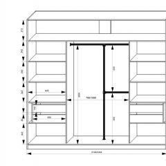 Шкаф-купе 2450 серии NEW CLASSIC K4+K4+K4+B22+PL4 (по 2 ящика лев/прав+F обр.штанга) профиль «Капучино» в Агрызе - agryz.mebel24.online | фото 3