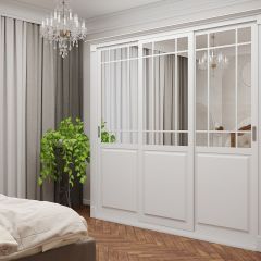 Шкаф-купе 2450 серии NEW CLASSIC K5+K5+K5+B22+PL3 (по 2 ящика лев/прав+1 штанга+1полка) профиль «Капучино» в Агрызе - agryz.mebel24.online | фото