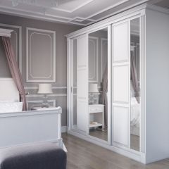 Шкаф-купе 2450 серии NEW CLASSIC K6Z+K1+K6+B22+PL2 (по 2 ящика лев/прав+1 штанга+1 полка) профиль «Капучино» в Агрызе - agryz.mebel24.online | фото