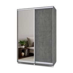 РОЛАНД Шкаф-купе зеркалом Камень темный (600*1500) Р652 в Агрызе - agryz.mebel24.online | фото