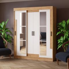 Шкаф-купе ТВИСТ Белый/Дуб крафт золотой в Агрызе - agryz.mebel24.online | фото