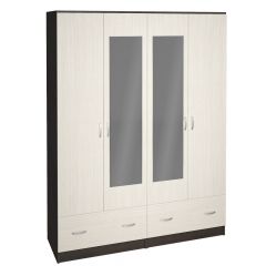 Шкаф Ронда ШК-4 с зеркалом (венге/беленый дуб) в Агрызе - agryz.mebel24.online | фото