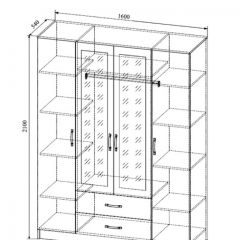 СОФИ СШК1600.1Шкаф 4-х ств с2мя зерк, 2 ящиками в Агрызе - agryz.mebel24.online | фото 2