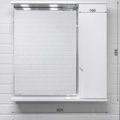 Шкаф-зеркало Optima 65 Эл. правый глянец Домино (DO1907HZ) в Агрызе - agryz.mebel24.online | фото 6