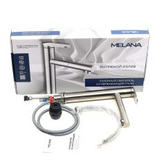 Смеситель д/кухни MELANA-F610303 Stello нерж.сталь, однорычажный, сатин, вытяжной излив в Агрызе - agryz.mebel24.online | фото 2