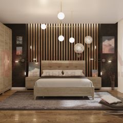 Спальня Мелисса композиция 2 (Гикори Джексон светлый) в Агрызе - agryz.mebel24.online | фото