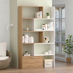 Стеллаж раздвижной (ЛДСП дуб крафт золотой/белый) в Агрызе - agryz.mebel24.online | фото 3