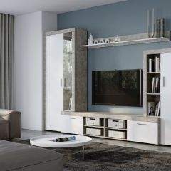 Стенка SKYE (Beton Jasny Atelier/белый) в Агрызе - agryz.mebel24.online | фото