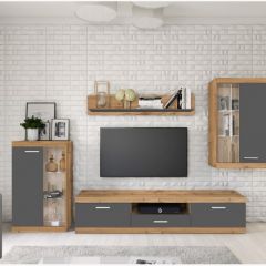 Стенка TESS (дуб вотан/серый графит) в Агрызе - agryz.mebel24.online | фото