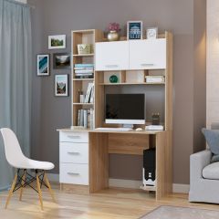 Стол компьютерный ПКС-5 Дуб сонома/Белый глянец в Агрызе - agryz.mebel24.online | фото 1