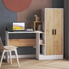 Стол компьютерный СКМ-1 ЛДСП Белый/Дуб крафт золотой в Агрызе - agryz.mebel24.online | фото