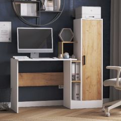 Стол компьютерный СКМ-2 ЛДСП Белый/Дуб крафт золотой в Агрызе - agryz.mebel24.online | фото 1