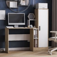 Стол компьютерный СКМ-2 ЛДСП Белый/Дуб сонома в Агрызе - agryz.mebel24.online | фото