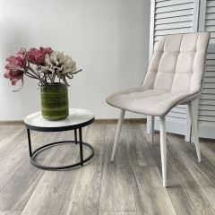 Стул CHIC HE622-01/ HE622-05 топленое молоко, ткань/ белый каркас М-City в Агрызе - agryz.mebel24.online | фото 4