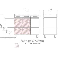 Тумба под умывальник Andrea 90 3D без ящика Домино (D37005T) в Агрызе - agryz.mebel24.online | фото 2