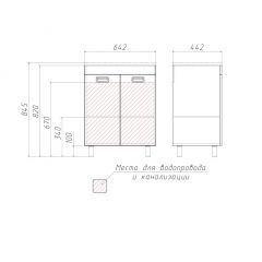 Тумба под умывальник Elen 65 Cube без ящика Домино (DC5002T) в Агрызе - agryz.mebel24.online | фото 3