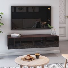 Тумба Подвесная 3 (венге/венге /черный лакобель) в Агрызе - agryz.mebel24.online | фото