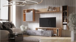 ДАЛЛАС Гостиная (модульная) цемент темный в Агрызе - agryz.mebel24.online | фото