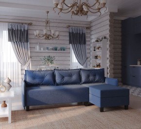 Диван-кровать угловой Киркас синий, ткань рогожка в Агрызе - agryz.mebel24.online | фото 2