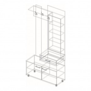 ГРАФ Вешалка с зеркалом ПРАВОЕ исполнение (темно серый) в Агрызе - agryz.mebel24.online | фото 2