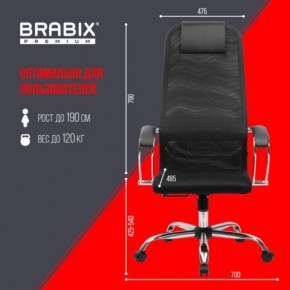 Кресло BRABIX PREMIUM "Ultimate EX-800" хром, плотная двойная сетка Х2, черное, 532911 в Агрызе - agryz.mebel24.online | фото 6