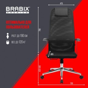 Кресло BRABIX PREMIUM "Ultimate EX-801" хром, плотная двойная сетка Х2, черное, 532917 в Агрызе - agryz.mebel24.online | фото 7