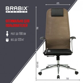 Кресло BRABIX PREMIUM "Ultimate EX-801" хром, плотная двойная сетка Х2, черное/коричневое, 532920 в Агрызе - agryz.mebel24.online | фото 6