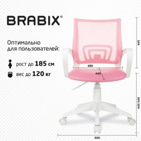 Кресло BRABIX "Fly MG-396W", с подлокотниками, пластик белый, сетка, розовое, 533008 в Агрызе - agryz.mebel24.online | фото 5