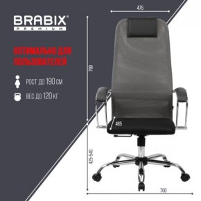 Кресло офисное BRABIX PREMIUM "Ultimate EX-800" хром, плотная двойная сетка Х2, черное/серое, 532912 в Агрызе - agryz.mebel24.online | фото 3