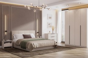 Кровать двойная №4 с основанием (Бежевый) в Агрызе - agryz.mebel24.online | фото 3