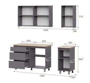Кухонный гарнитур ДЕНВЕР (1600) Графит серый/Дуб Сонома в Агрызе - agryz.mebel24.online | фото 2