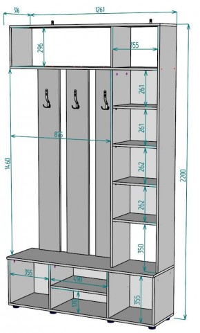 Прихожая с зеркалом V19_M в Агрызе - agryz.mebel24.online | фото 2