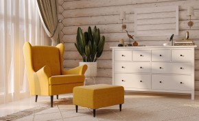 Пуф Киркас жёлто-оранжевый, ткань рогожка в Агрызе - agryz.mebel24.online | фото 3