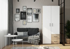 Шкаф 2-х створчатый с ящиками VICTOR (Сонома-Белый) в Агрызе - agryz.mebel24.online | фото 3