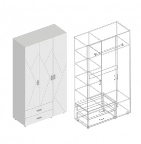 Шкаф 3-ств. с 2 ящ. "Сандра" в Агрызе - agryz.mebel24.online | фото