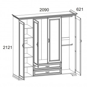 Шкаф 4D2S Z, TIFFANY, цвет вудлайн кремовый в Агрызе - agryz.mebel24.online | фото 1