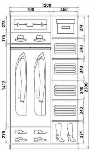 Шкаф-купе ХИТ 23-12-77 (620) в Агрызе - agryz.mebel24.online | фото 2