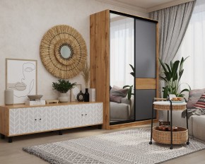 Шкаф-купе SLIM 2-х дверный BS15-6.ZD с зеркалом (дуб вотан/белый/темно-серый/черный муар) в Агрызе - agryz.mebel24.online | фото 3