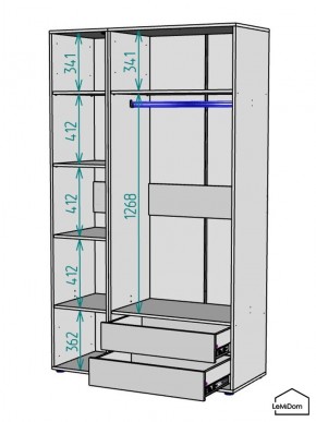 Шкаф Linnea MHR-3PO-2 2050х1200х510 (Белый-М 11.1.2) в Агрызе - agryz.mebel24.online | фото 3