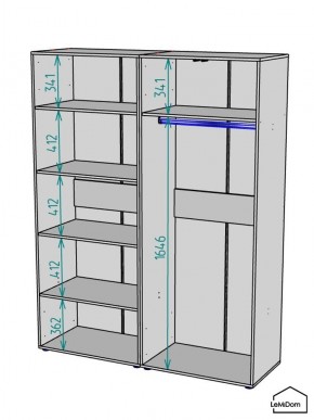 Шкаф Linnea MHR-4-1 2050х1600х510 (Графит-М 11.1.25) в Агрызе - agryz.mebel24.online | фото 3