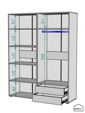 Шкаф Linnea MHR-4PO-2 2050х1600х510 (Белый-М 11.1.2) в Агрызе - agryz.mebel24.online | фото 3
