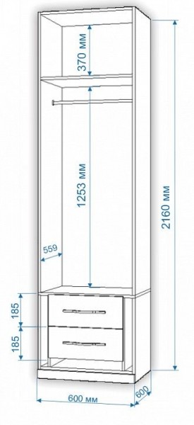 Шкаф платяной Нобиле Пл-60/60 в Агрызе - agryz.mebel24.online | фото 2