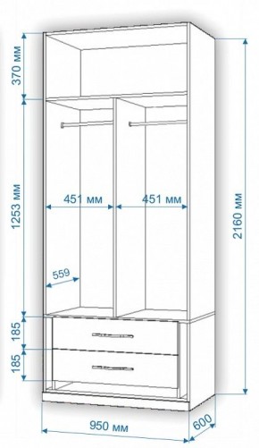 Шкаф платяной Нобиле Пл-95/60 в Агрызе - agryz.mebel24.online | фото 2