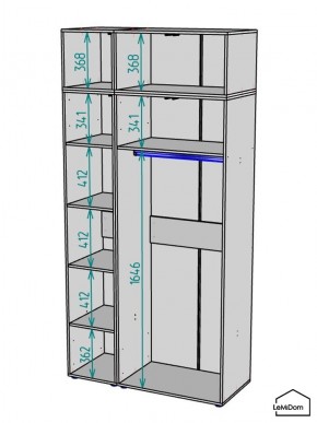 Шкаф с антресолью Linnea MHR-3A-1 2450х1200х510 (Графит-М 11.1.25) в Агрызе - agryz.mebel24.online | фото 3