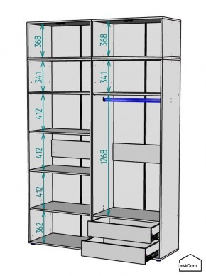Шкаф с антресолью Linnea MHR-4A-2 2450х1600х510 (Графит-М 11.1.25) в Агрызе - agryz.mebel24.online | фото 3