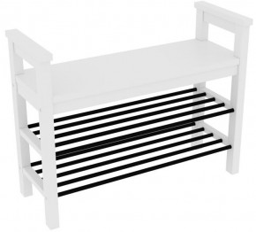 Скамья 85 Кантри для обуви, массив сосны, цвет белый в Агрызе - agryz.mebel24.online | фото