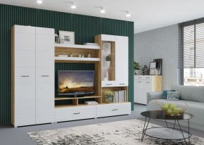 Стенка НЕНСИ 1 (Крафт золотой/Белый глянец) в Агрызе - agryz.mebel24.online | фото 3