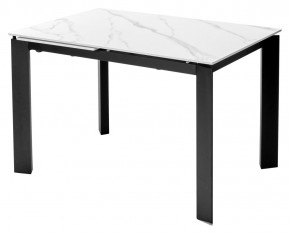 Стол CORNER 120 MATT WHITE MARBLE SOLID CERAMIC / BLACK, ®DISAUR в Агрызе - agryz.mebel24.online | фото 1