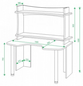 Стол компьютерный Домино lite СКЛ-Игр140 в Агрызе - agryz.mebel24.online | фото 2
